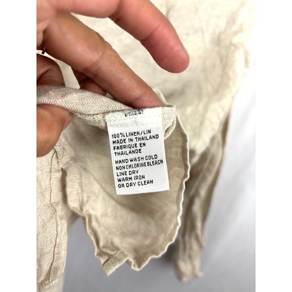 Vintage Talbots Irish Linen Long Sleeve Button Up Shirt Beige Womens Sz 10 - Picture 4 of 8